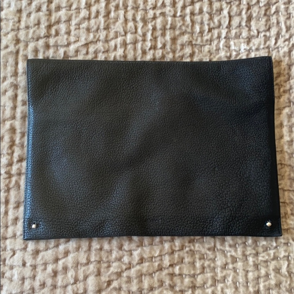 AllSaints, black embossed leather tech case